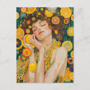 Sweet Lemon Dreams Klimt Style AI Postkarte