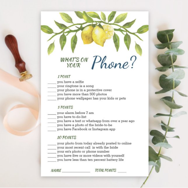 Sweet Lemons & Greenery Chic Brautparty Game (Von Creator hochgeladen)