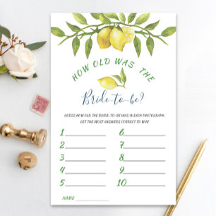 Sweet Lemons & Greenery Chic Brautparty Game