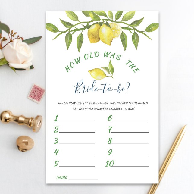 Sweet Lemons & Greenery Chic Brautparty Game (Von Creator hochgeladen)