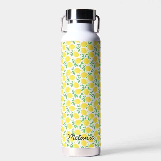 Sweet Lemons Leaf Muster Personalisiert Trinkflasche (Vorne)