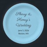 Sweet Letters Blue & Black Wedding Pappteller<br><div class="desc">Diese kleinen blauen Hochzeitsstipps werden Ihren Tischeinstellungen ein wenig hübsche Farbe verleihen. Genieße den Empfang! Personalisierbar. Von Sharon Lee Hudson.</div>