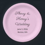 Sweet Letters Pink & Black Wedding Pappteller<br><div class="desc">Diese hübschen rosa Teller sind vielleicht genau das Richtige für die kommende Hochzeit. Gute Planung! Personalisierbar. Von Sharon Lee Hudson.</div>