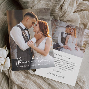 Sweet Liebe Heart Handgeschriebenes Script Wedding Dankeskarte