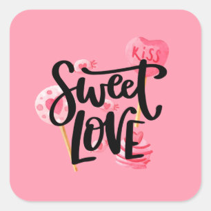 Sweet Liebe Valentine Typografie   SIEGEL Quadratischer Aufkleber