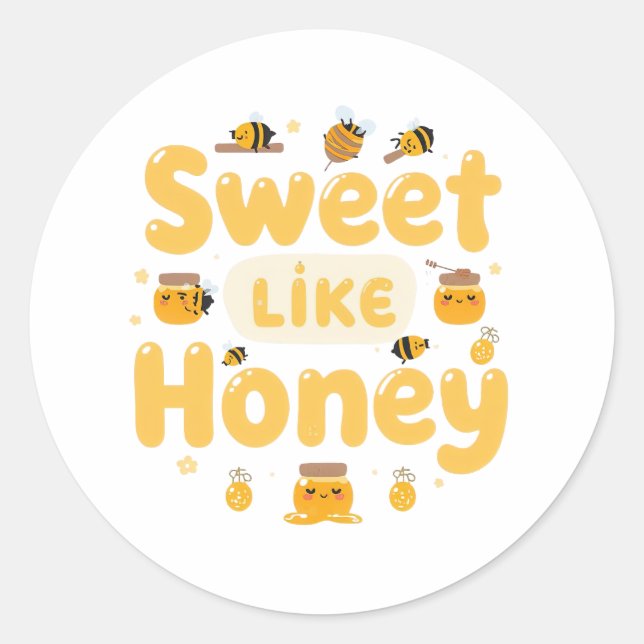 "Sweet Like Honey" Kawaii Pun Runder Aufkleber (Vorderseite)