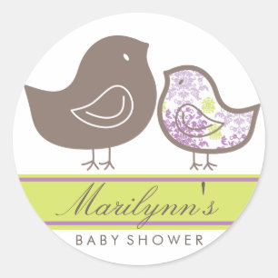Sweet Lila Damask Chicks Baby Showaufkleber Runder Aufkleber