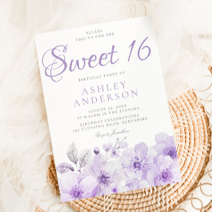 Sweet Lila Lavendel Girls Sweet 16 Birthday Einladung