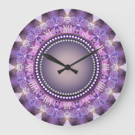 Sweet Lila Mandala Lace Wall Clock Große Wanduhr