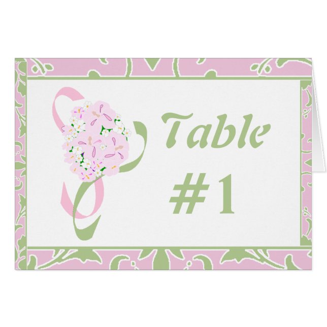 Sweet Lilac, Margarita, Damask Table Card (Vorderseite (Horizontal))
