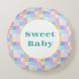 Sweet Line Squares Rundes Kissen