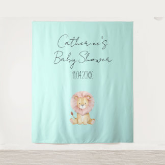 Sweet Lion Baby Shower Theme Party Backdrop Wandteppich