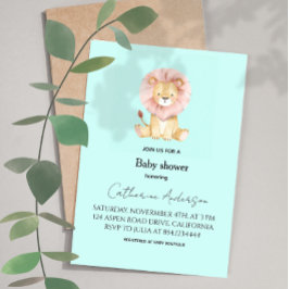 Sweet Lion Pastel Colors Baby Shower Invitation Einladung