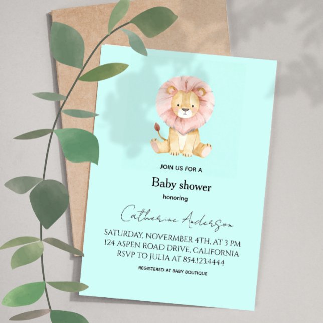 Sweet Lion Pastel Colors Baby Shower Invitation Einladung (Von Creator hochgeladen)