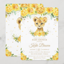 Sweet Lion Yellow Floral Gold Girl Baby Dusche