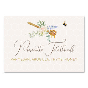 Sweet Litey Honey Baby Shower Food Label Card Tischnummer