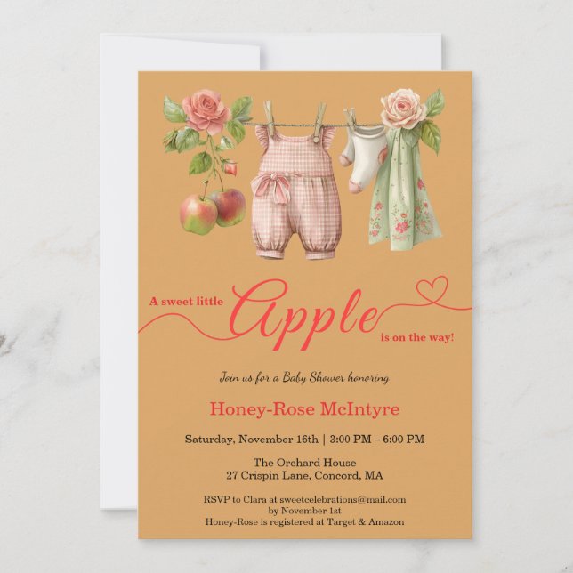 Sweet Little Apple Baby Shower | Fall Rustic Baby  Einladung (Vorderseite)