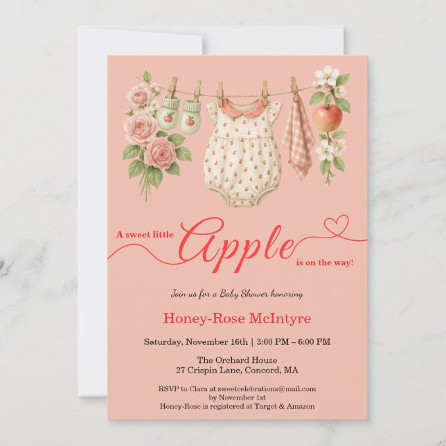 Sweet Little Apple Baby Shower | Fall Rustic Baby  Einladung (Vorderseite)