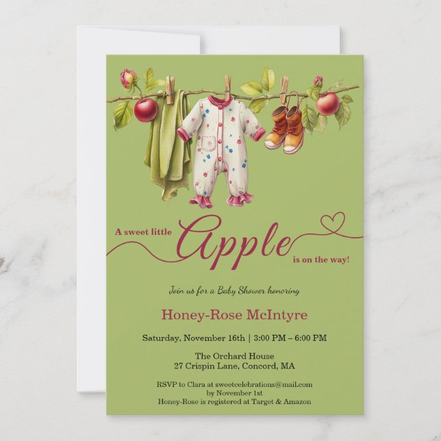 Sweet Little Apple Baby Shower | Fall Rustic Baby  Einladung (Vorderseite)