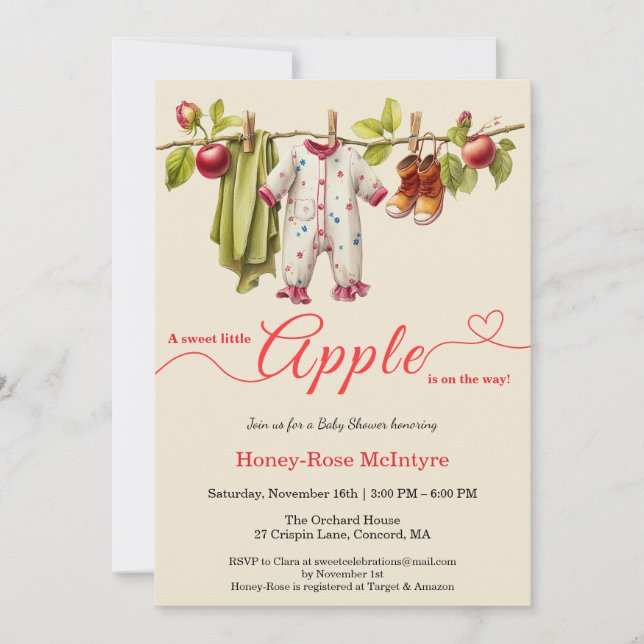 Sweet Little Apple Baby Shower | Fall Rustic Baby  Einladung (Vorderseite)