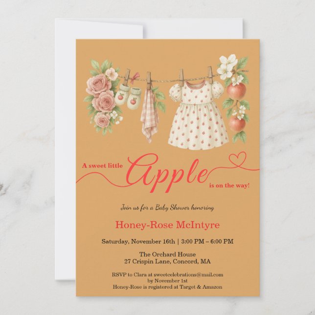Sweet Little Apple Baby Shower | Fall Rustic Baby  Einladung (Vorderseite)