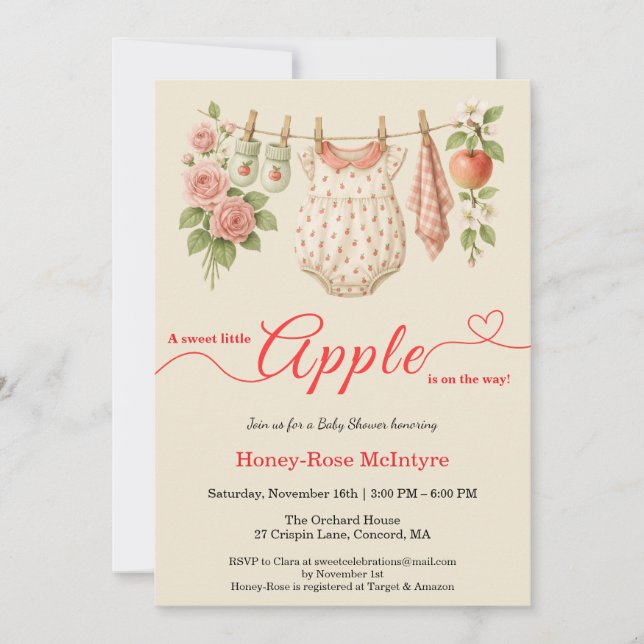 Sweet Little Apple Baby Shower | Fall Rustic Baby  Einladung (Vorderseite)