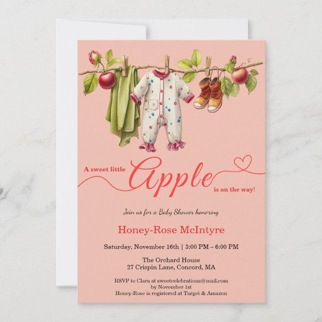 Sweet Little Apple Baby Shower | Fall Rustic Baby  Einladung (Vorderseite)