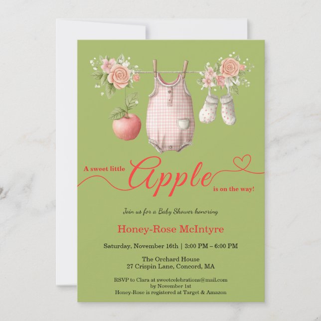 Sweet Little Apple Baby Shower | Fall Rustic Baby  Einladung (Vorderseite)