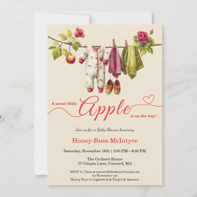 Sweet Little Apple Baby Shower | Fall Rustic Baby  Einladung (Vorderseite)