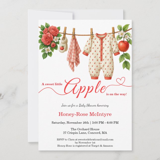 Sweet Little Apple Baby Shower | Fall Rustic Baby  Einladung (Vorderseite)