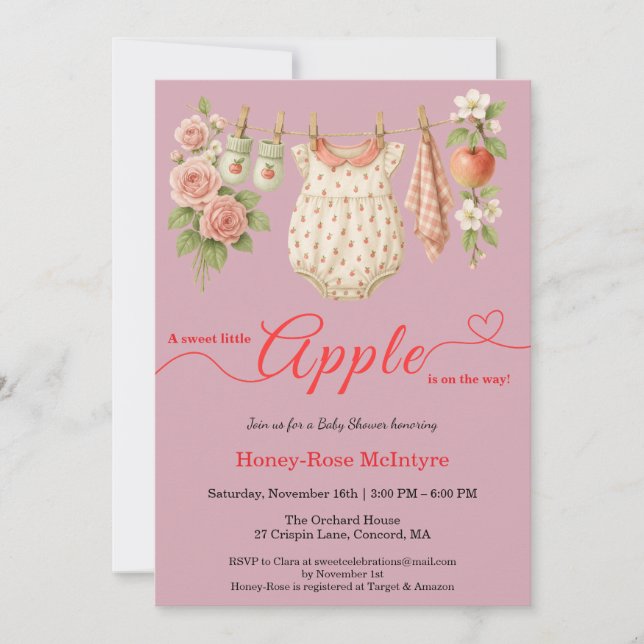 Sweet Little Apple Baby Shower | Fall Rustic Baby  Einladung (Vorderseite)