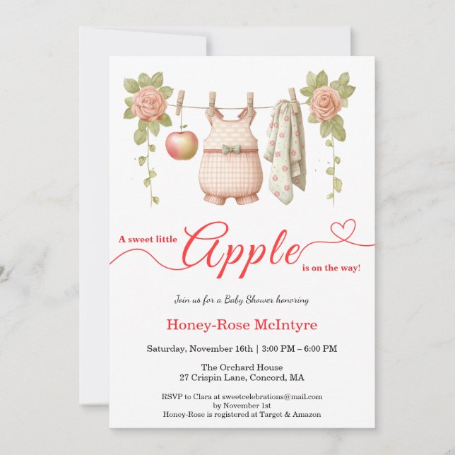 Sweet Little Apple Baby Shower | Fall Rustic Baby  Einladung (Vorderseite)
