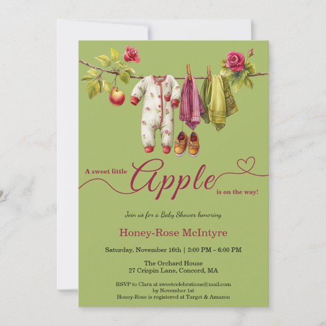 Sweet Little Apple Baby Shower | Fall Rustic Baby  Einladung (Vorderseite)