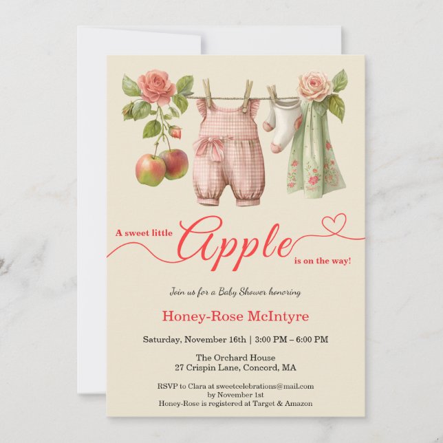 Sweet Little Apple Baby Shower | Fall Rustic Baby  Einladung (Vorderseite)