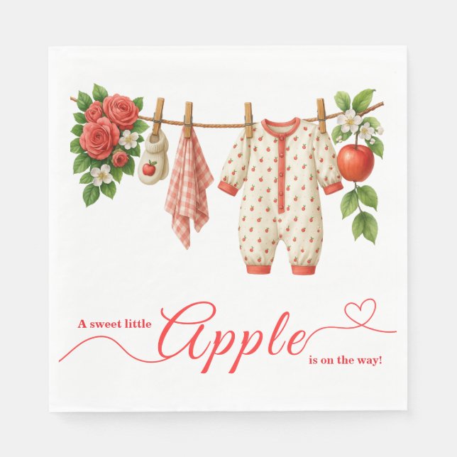 Sweet Little Apple Baby Shower | Fall Rustic Baby  Serviette (Vorderseite)