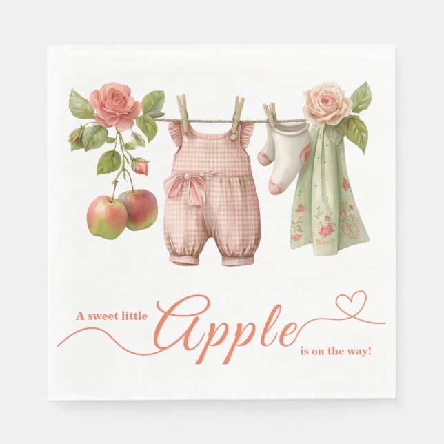 Sweet Little Apple Baby Shower | Fall Rustic Baby  Serviette (Vorderseite)