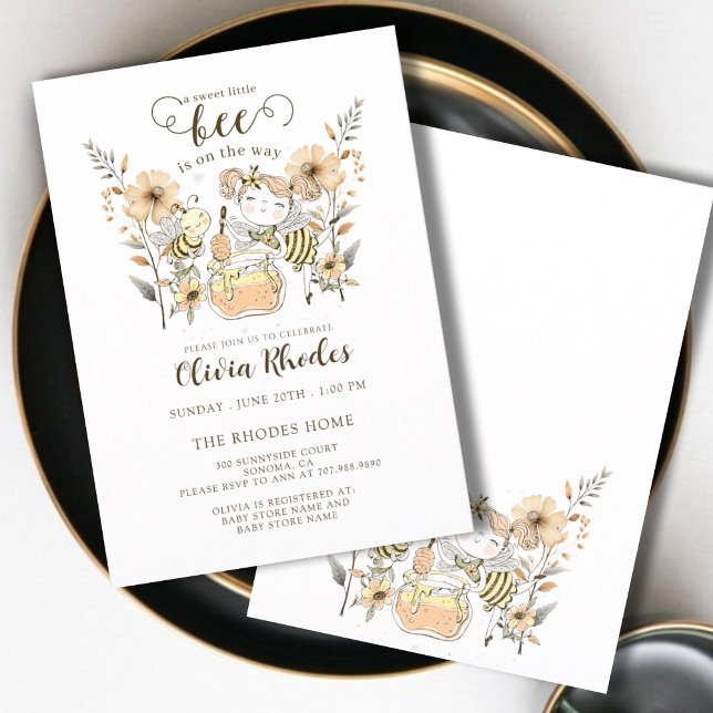 Sweet Little Bee Girl Babydusche Einladung (Von Creator hochgeladen)