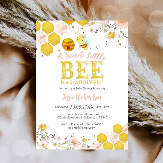 Sweet Little Bee Honey Bee Baby Shower Invitation Einladung (Von Creator hochgeladen)