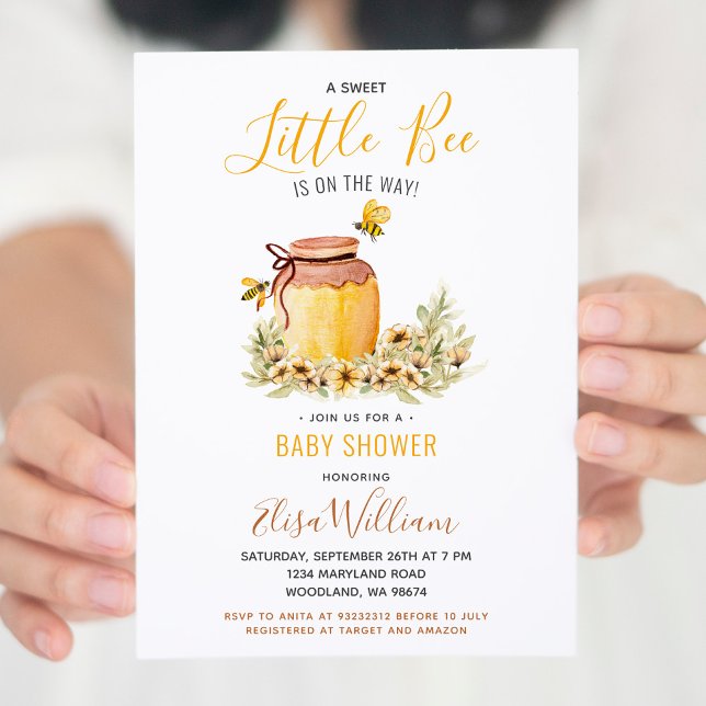 Sweet Little Bee ist auf dem Weg Baby Shower Invit Einladung (Von Creator hochgeladen)