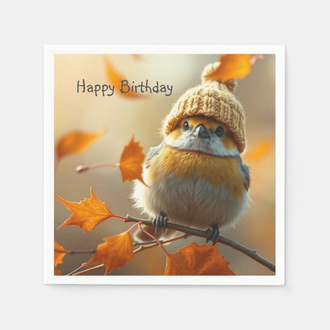 Sweet Little Bird Geburtstag Serviette (Vorderseite)