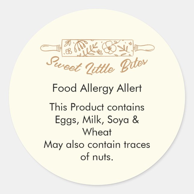 Sweet Little Bites Bakery Food Allergy Allert Runder Aufkleber (Vorderseite)