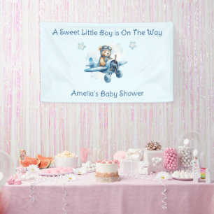 Sweet Little Boy on Way Baby Shower Banner