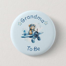 Sweet Little Boy on Way Baby Shower Button