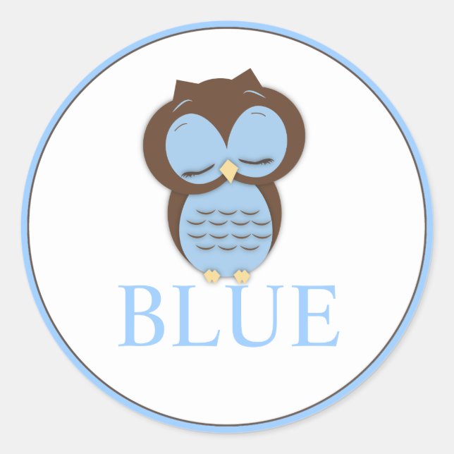 Sweet Little Boy Owl Gender Reveal Team BLUE Runder Aufkleber (Vorderseite)