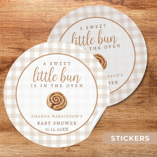 Sweet Little Bun in Oven Neutral Baby Shower Runder Aufkleber