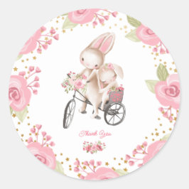 Sweet Little Bunny Baby Girl Dusche Runder Aufkleber