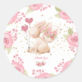 Sweet Little Bunny Baby Girl Dusche Runder Aufkleber