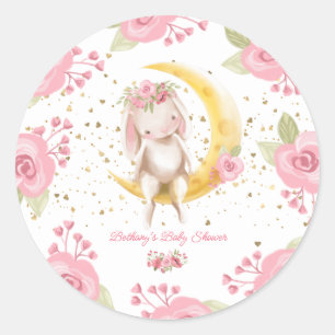 Sweet Little Bunny Baby Girl Dusche Runder Aufkleber
