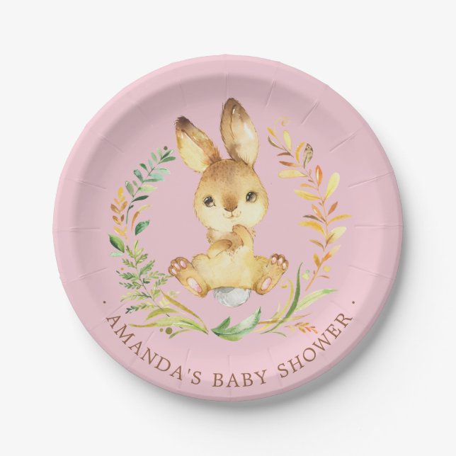 Sweet Little Bunny Baby Shower 7" Platten Pappteller (Vorderseite)