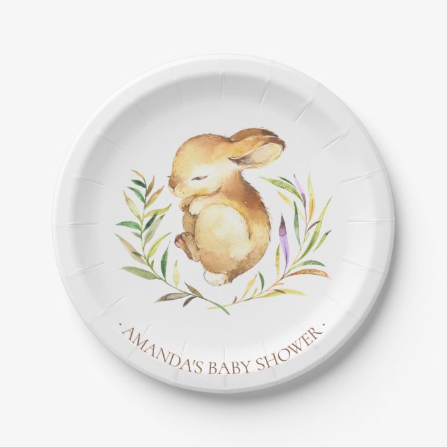 Sweet Little Bunny Baby Shower 7" Platten Pappteller (Vorderseite)